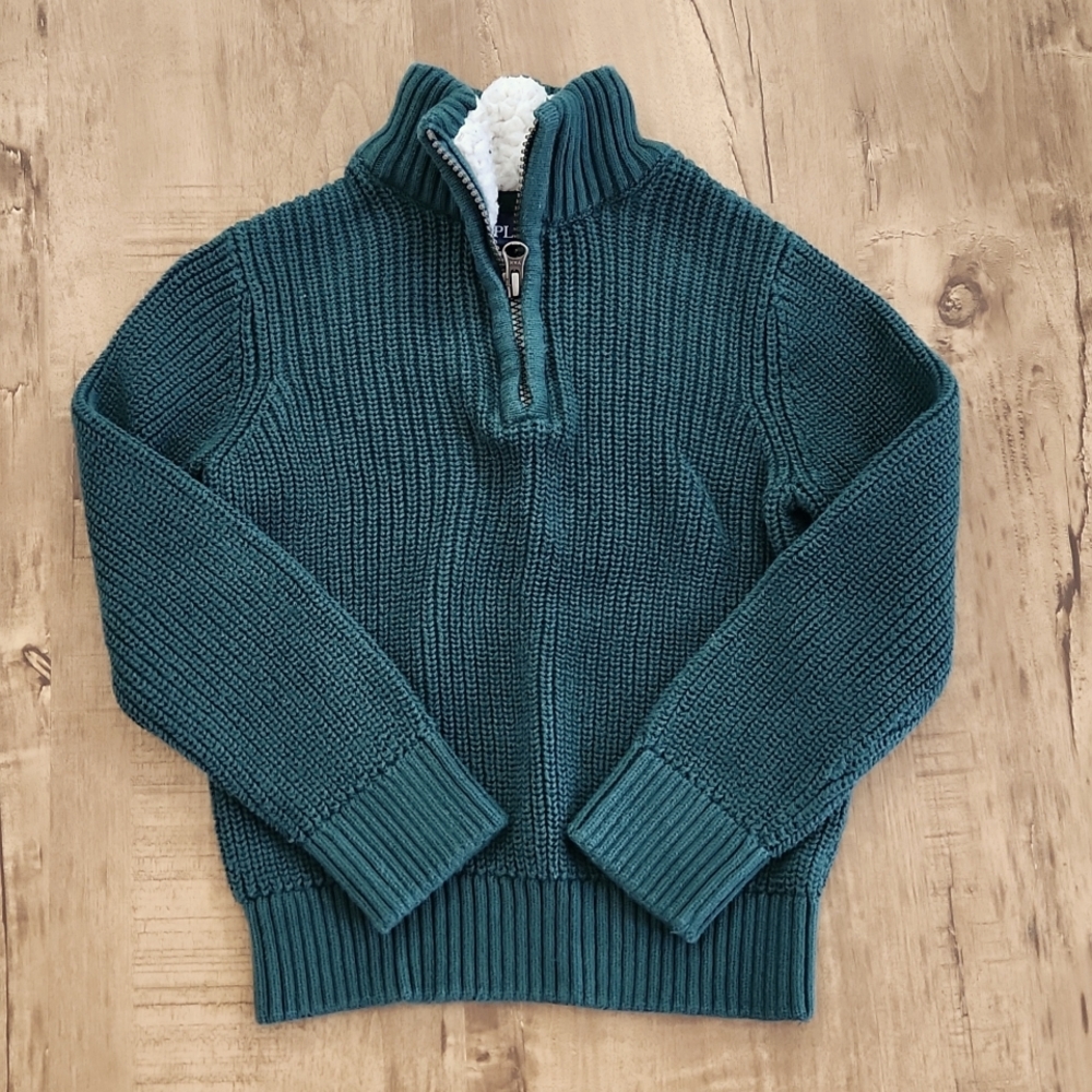 Knit sweater w zip collar